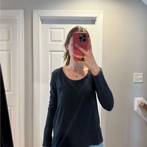 Abercrombie Women’s Long-Sleeve Scoop Neck Top - Navy